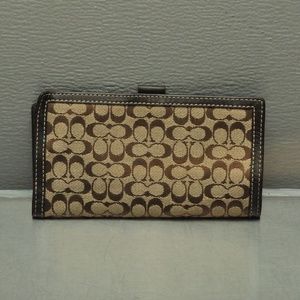 Coach canvas with leather check-book wallet